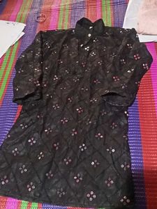 Embellished Black Kurta with pant