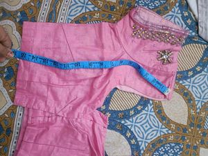 Heavy Work Blouse &amp; Shimmer Peticot In Pink