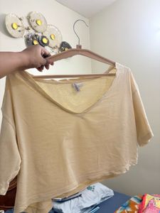 ON SALE!!H&amp;M Yellow V-Neck Cropped Top