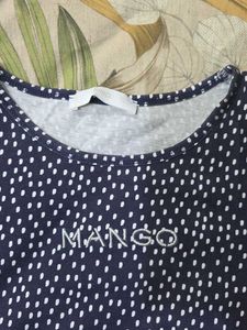 Mango Navy White Polka Dot T-Shirt