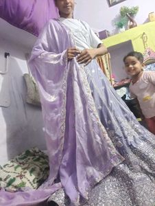 levender lehenga with contrast blouse or duppta