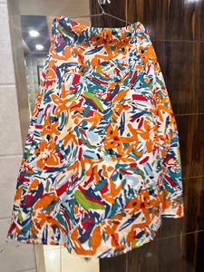 Floral Print Ethnic Skirt With Top