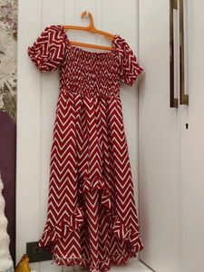 Chic Red &amp; White Chevron Maxi Dress