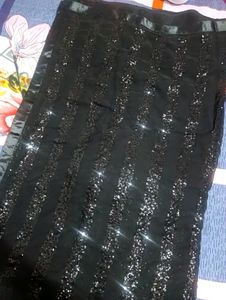 Elegant Black Sequined Saree