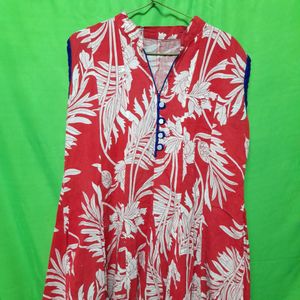 Women's Floral Red Kurti Kurta Dress Year End Sale