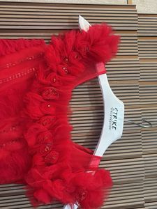 Red Ruffled Party Dress for toddler girl