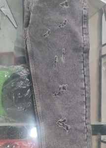 Distressed Gray Denim Jeans
