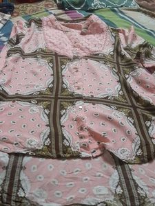 Pink Printed top with Lace Detail