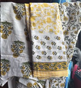 White and yellow Floral Kurta Set