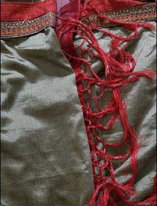 Elegant Grey Saree with Red Border