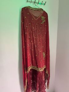 Embellished Red Kurta Set