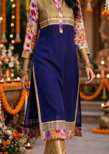 Stylish purple &amp; Floral Print Kurti Set