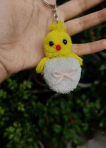 🐥 Handmade Cute Chick Pom-Pom Keyring