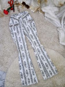 Boho Floral Print Flare Jeans