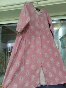 Pink Printed Cotton Kurta