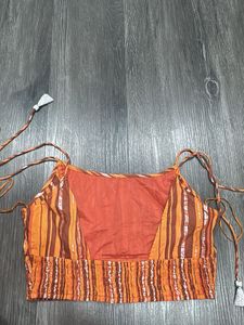 Boho Striped Crop Top Blouse