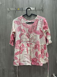 Pink Floral Print Kurta