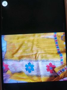 Vibrant Yellow Floral Saree