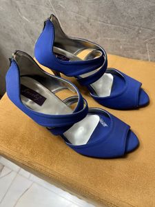Stunning Blue Strappy Heels with zip