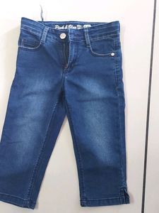 Pink And Blue Branded Girls Jean With Adjustable Elastic Closure Inside ,