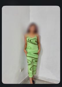 Green Swirl Knit Slip Dress