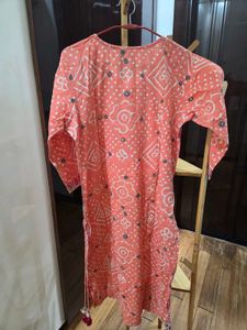 Embroidered Peach Kurta Set