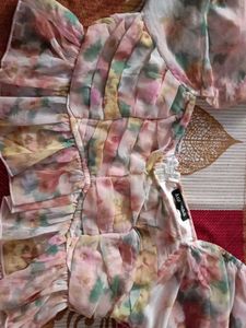 Sheer Floral Ruffle top