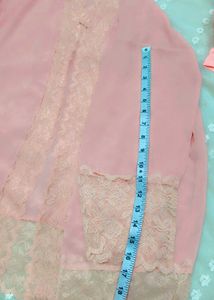 Sheer Pink Lace Robe &amp; Lingerie Set