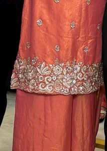 metallic copper Embroidered Kurta Set