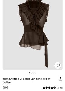 Elegant Brown Ruffled Sleeveless Top