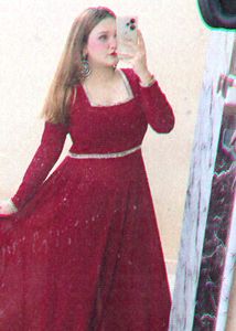 Elegant Maroon pakistani Gown 2pc