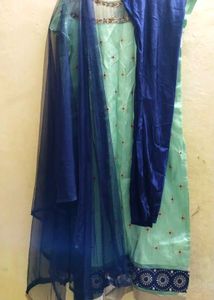 Elegant Mint Green Embroidered Kurti Set