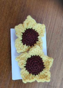Handmade Crochet Sunflower Hair Tie