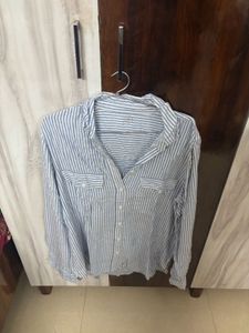 Blue Striped Button-Up Shirt