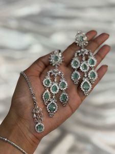 Noor-e-Mint Silver AD Choker Set 😍✨