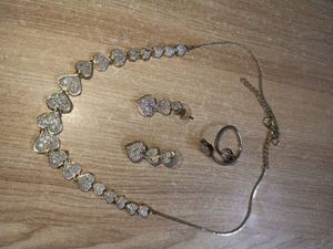 Sparkling Heart Necklace, Earrings &amp; Ring Set