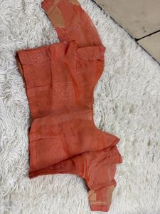 Beautiful Orange Saree with Blouse Piece