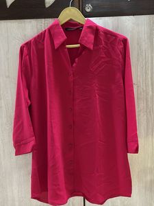 Women's Oversized Shirt Combo – Navy Blue &amp; Fuchsi