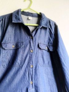 Classic Blue Denim Shirt Dress