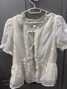 Pinteresty cream colour Butterfly Embroidered top