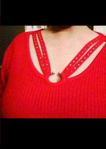 29. Chic Red V-Neck Knit Sweater