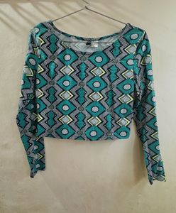 Trendy Geometric Print Crop Top