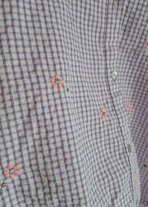 Gingham Puff Sleeve Button-Up Shirt