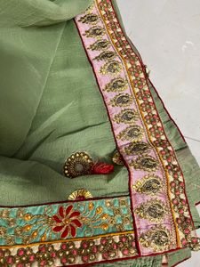 Very Beautiful Heavy Work Saree 💚😍
