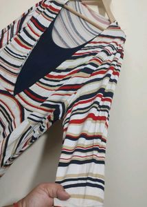Chic Striped Asymmetrical Top 50 Bust