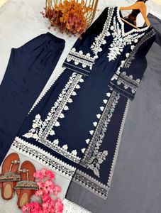 Embroidered Navy Blue Kurta Set💙