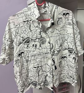 Mickey Mouse Doodle Print crop Shirt