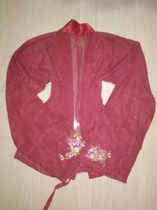 Elegant Red Embroidered top