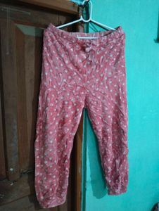 length 36,Cozy Pink Polka Dot Pajama Pants