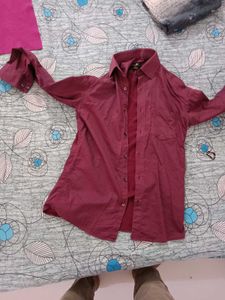 Burgundy Patterned Dress Shirt